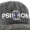 Embroidery Detail on Psi Chi Baseball Cap in Gray